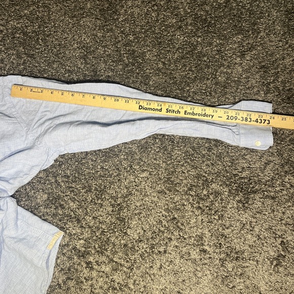 Banana Republic Shirt Men Blue Check Linen Blend Long Sleeve Button Up Large - Picture 5 of 8